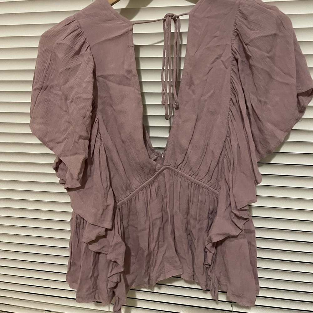 Free people button up lilac blouse, size L.